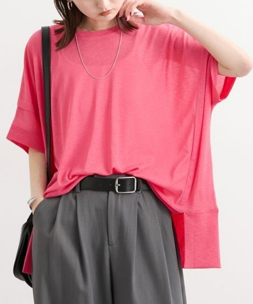 Soiunique（スワユニーク）の「タックデザインシアースラブ半袖トップス［Soiunique］（Tシャツ/カットソー・レディース・オフホワイト/ピンク/ブラック・FREE）」の3枚目の写真