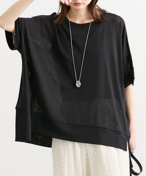 Soiunique（スワユニーク）の「タックデザインシアースラブ半袖トップス［Soiunique］（Tシャツ/カットソー・レディース・オフホワイト/ピンク/ブラック・FREE）」の2枚目の写真