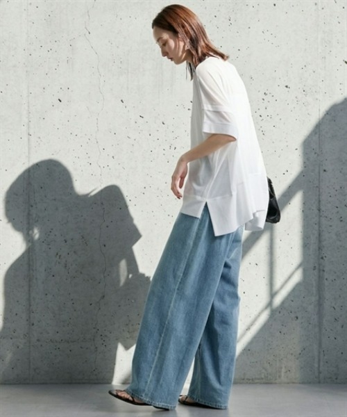 Soiunique（スワユニーク）の「タックデザインシアースラブ半袖トップス［Soiunique］（Tシャツ/カットソー・レディース・オフホワイト/ピンク/ブラック・FREE）」の21枚目の写真