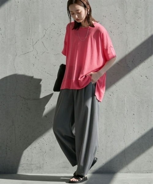 Soiunique（スワユニーク）の「タックデザインシアースラブ半袖トップス［Soiunique］（Tシャツ/カットソー・レディース・オフホワイト/ピンク/ブラック・FREE）」の10枚目の写真