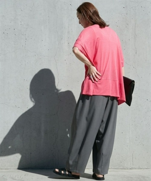 Soiunique（スワユニーク）の「タックデザインシアースラブ半袖トップス［Soiunique］（Tシャツ/カットソー・レディース・オフホワイト/ピンク/ブラック・FREE）」の13枚目の写真