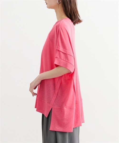 Soiunique（スワユニーク）の「タックデザインシアースラブ半袖トップス［Soiunique］（Tシャツ/カットソー・レディース・オフホワイト/ピンク/ブラック・FREE）」の15枚目の写真