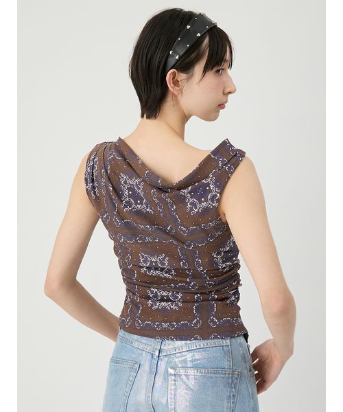 LILY BROWN(リリーブラウン)の「ドレープペイズリー柄マルチウェイトップス(Tシャツ/カットソー・レディース・アイボリー/ブラウン/ブルー・F)」の8枚目の写真
