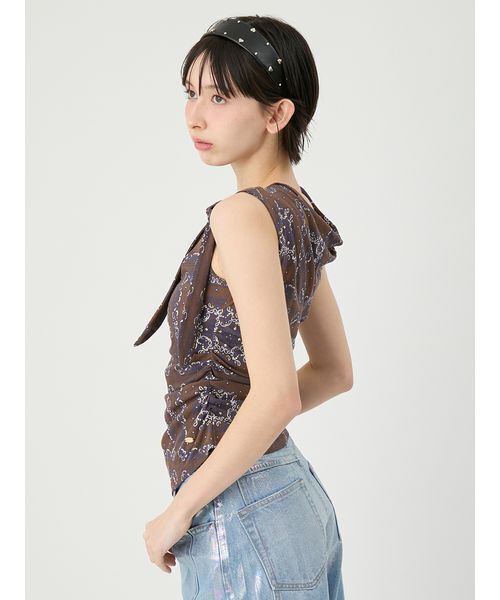 LILY BROWN(リリーブラウン)の「ドレープペイズリー柄マルチウェイトップス(Tシャツ/カットソー・レディース・アイボリー/ブラウン/ブルー・F)」の9枚目の写真