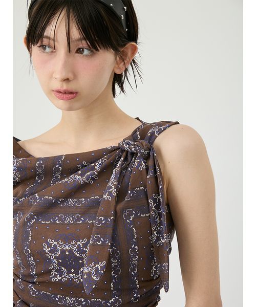 LILY BROWN(リリーブラウン)の「ドレープペイズリー柄マルチウェイトップス(Tシャツ/カットソー・レディース・アイボリー/ブラウン/ブルー・F)」の11枚目の写真
