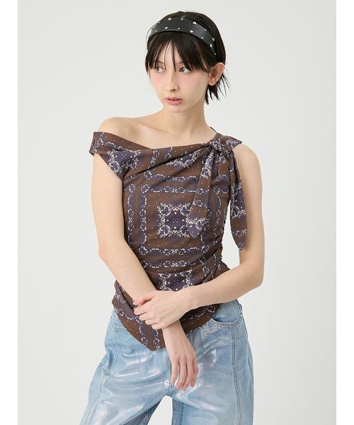 LILY BROWN(リリーブラウン)の「ドレープペイズリー柄マルチウェイトップス(Tシャツ/カットソー・レディース・アイボリー/ブラウン/ブルー・F)」の15枚目の写真