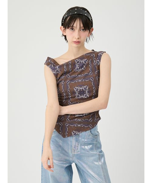 LILY BROWN(リリーブラウン)の「ドレープペイズリー柄マルチウェイトップス(Tシャツ/カットソー・レディース・アイボリー/ブラウン/ブルー・F)」の16枚目の写真
