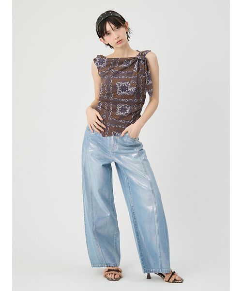 LILY BROWN(リリーブラウン)の「ドレープペイズリー柄マルチウェイトップス(Tシャツ/カットソー・レディース・アイボリー/ブラウン/ブルー・F)」の19枚目の写真