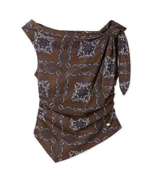 LILY BROWN(リリーブラウン)の「ドレープペイズリー柄マルチウェイトップス(Tシャツ/カットソー・レディース・アイボリー/ブラウン/ブルー・F)」の20枚目の写真