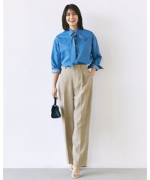 DoCLASSE（ ドゥクラッセ）の「バルキーリネンタッチ・カーブテーパードパンツ（その他パンツ・レディース・ベージュ/ダークネイビー/ライトグレー・13/15 /7/9/11）」の12枚目の写真