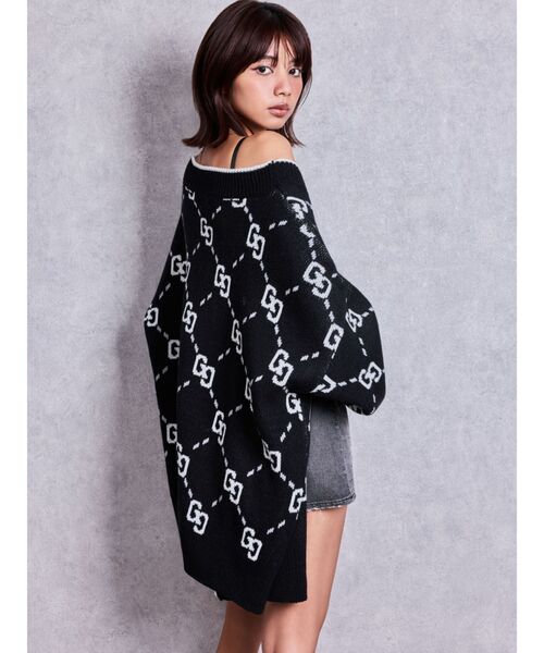 GYDA(ジェイダ)の「GG glitter quiltingニットカーディガン(カーディガン/ボレロ・レディース・チャコールグレー/ブラック/オフホワイト・FREE)」の5枚目の写真