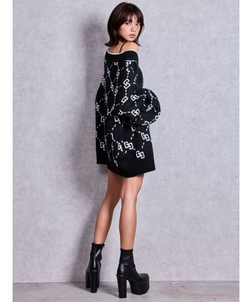 GYDA(ジェイダ)の「GG glitter quiltingニットカーディガン(カーディガン/ボレロ・レディース・チャコールグレー/ブラック/オフホワイト・FREE)」の7枚目の写真