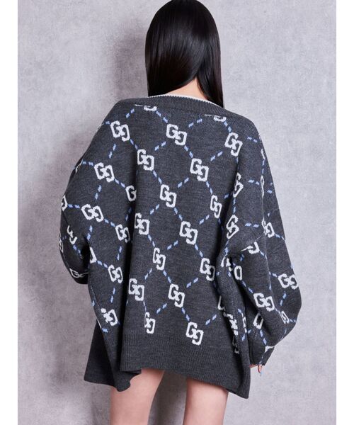 GYDA(ジェイダ)の「GG glitter quiltingニットカーディガン(カーディガン/ボレロ・レディース・チャコールグレー/ブラック/オフホワイト・FREE)」の13枚目の写真