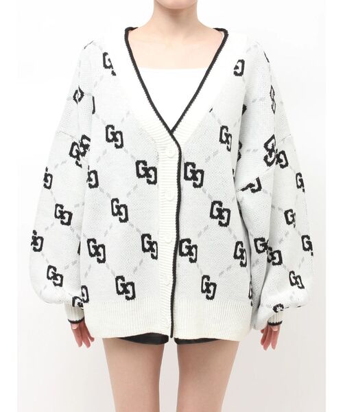 GYDA(ジェイダ)の「GG glitter quiltingニットカーディガン(カーディガン/ボレロ・レディース・チャコールグレー/ブラック/オフホワイト・FREE)」の17枚目の写真