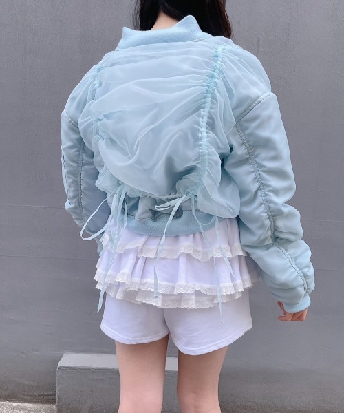 lilLilly（リルリリー）の「オーガンジーレイヤードMA-1（MA-1・レディース・ブラック/ホワイト/ブルー・FREE）」の4枚目の写真