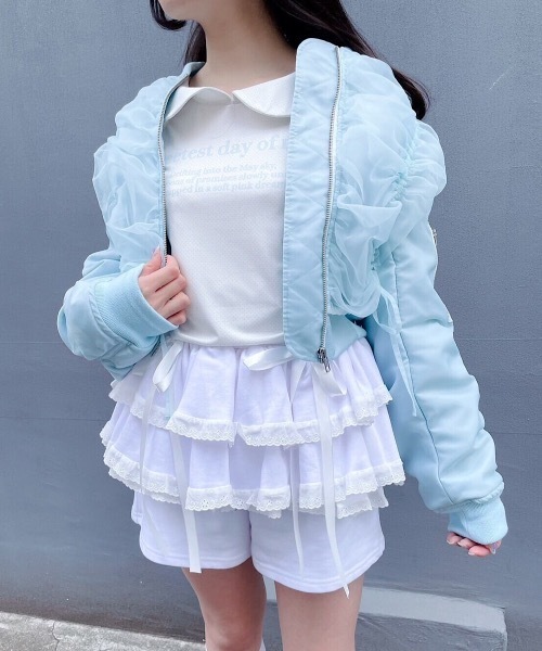 lilLilly（リルリリー）の「オーガンジーレイヤードMA-1（MA-1・レディース・ブラック/ホワイト/ブルー・FREE）」の5枚目の写真