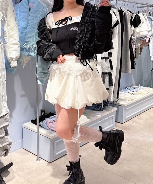 lilLilly（リルリリー）の「オーガンジーレイヤードMA-1（MA-1・レディース・ブラック/ホワイト/ブルー・FREE）」の7枚目の写真