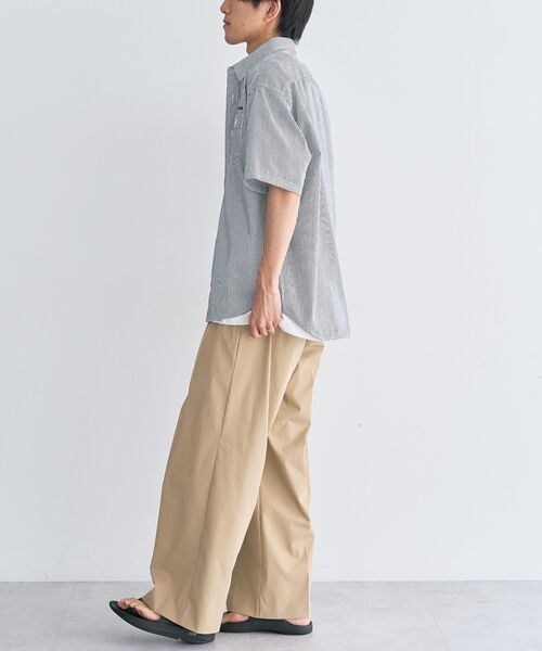 CRAFT STANDARD BOUTIQUE(クラフトスタンダードブティック)の「ヒッコリーワンポイント刺繍半袖シャツ(シャツ/ブラウス・メンズ・ネイビー/ホワイト・M/LL/L)」の7枚目の写真