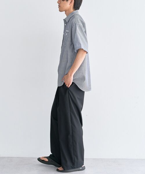 CRAFT STANDARD BOUTIQUE(クラフトスタンダードブティック)の「ヒッコリーワンポイント刺繍半袖シャツ(シャツ/ブラウス・メンズ・ネイビー/ホワイト・M/LL/L)」の13枚目の写真