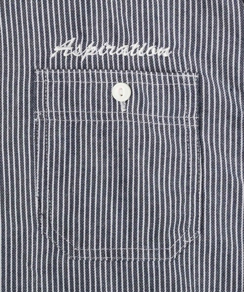 CRAFT STANDARD BOUTIQUE(クラフトスタンダードブティック)の「ヒッコリーワンポイント刺繍半袖シャツ(シャツ/ブラウス・メンズ・ネイビー/ホワイト・M/LL/L)」の21枚目の写真