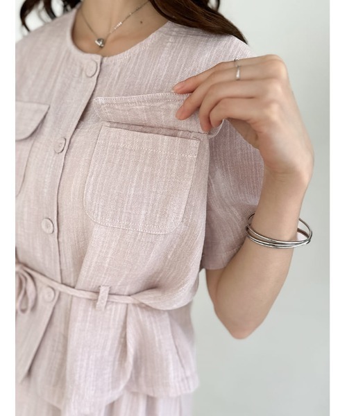 fifth(フィフス)の「【2点セット】ポケット付きノーカラーブラウス×スカート(セットアップ・レディース・アイボリー/ピンク/ブルー・M)」の17枚目の写真