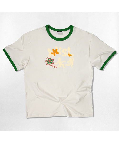 NOTUSUAL(ノットユージュアル)の「NUSL ガイザーリンガー半袖Tシャツ 4カラー(Tシャツ/カットソー・レディース・ホワイト×ネイビー/クリーム/ネイビー/ホワイト×グリーン・MEDIUM/LARGE/X-LARGE/SMALL)」の2枚目の写真