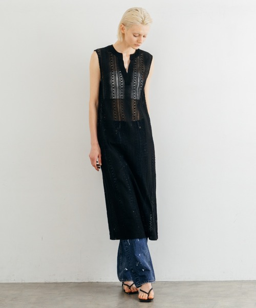 CREDONA(クレドナ)の「SHEER LONG ONEPIECE/シアーロングワンピース(ワンピース・レディース・ホワイト/ブラック・FREE)」の1枚目の写真
