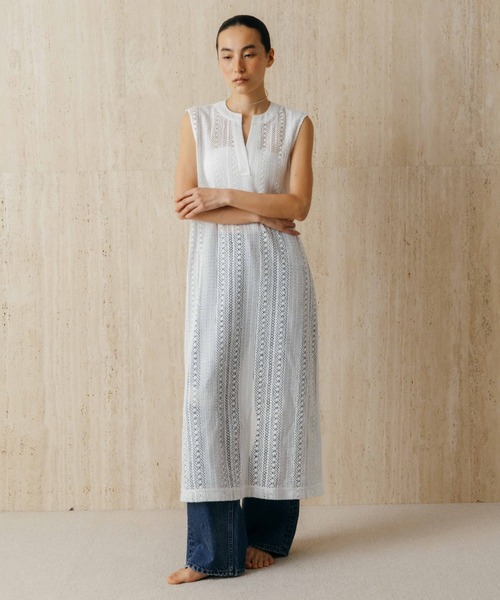 CREDONA(クレドナ)の「SHEER LONG ONEPIECE/シアーロングワンピース(ワンピース・レディース・ホワイト/ブラック・FREE)」の4枚目の写真