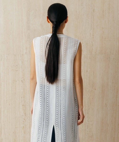 CREDONA(クレドナ)の「SHEER LONG ONEPIECE/シアーロングワンピース(ワンピース・レディース・ホワイト/ブラック・FREE)」の8枚目の写真