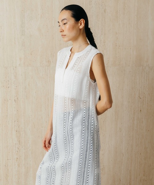 CREDONA(クレドナ)の「SHEER LONG ONEPIECE/シアーロングワンピース(ワンピース・レディース・ホワイト/ブラック・FREE)」の9枚目の写真