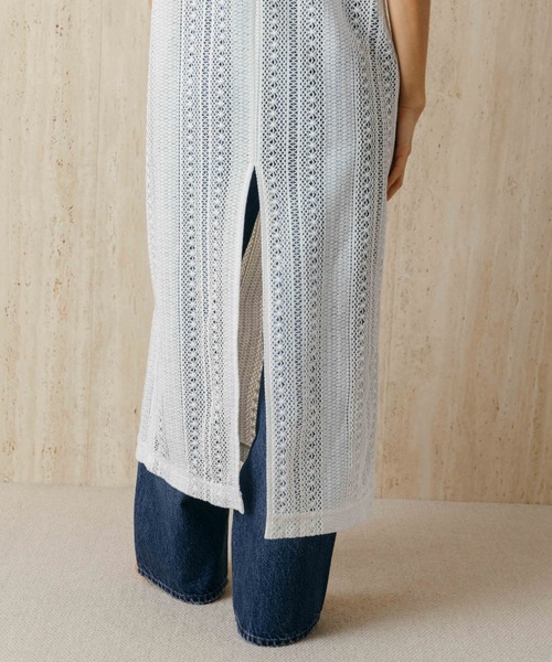 CREDONA(クレドナ)の「SHEER LONG ONEPIECE/シアーロングワンピース(ワンピース・レディース・ホワイト/ブラック・FREE)」の12枚目の写真