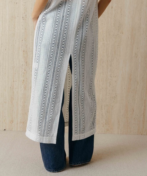 CREDONA(クレドナ)の「SHEER LONG ONEPIECE/シアーロングワンピース(ワンピース・レディース・ホワイト/ブラック・FREE)」の13枚目の写真