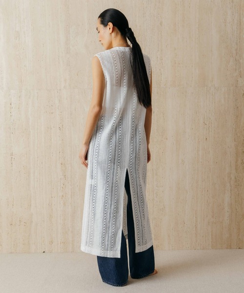 CREDONA(クレドナ)の「SHEER LONG ONEPIECE/シアーロングワンピース(ワンピース・レディース・ホワイト/ブラック・FREE)」の6枚目の写真