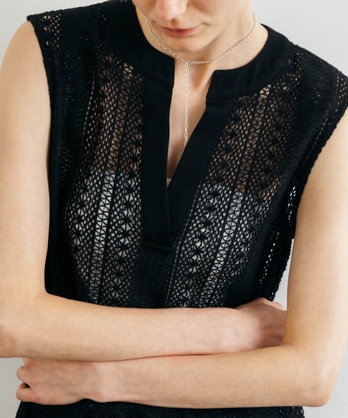 CREDONA(クレドナ)の「SHEER LONG ONEPIECE/シアーロングワンピース(ワンピース・レディース・ホワイト/ブラック・FREE)」の19枚目の写真