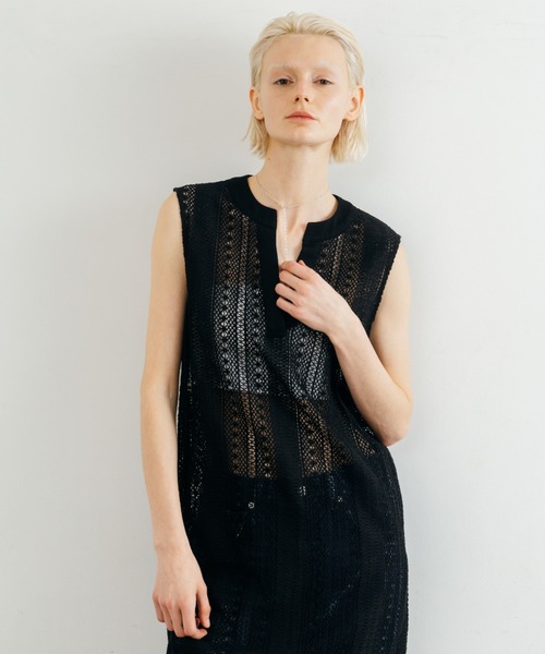CREDONA(クレドナ)の「SHEER LONG ONEPIECE/シアーロングワンピース(ワンピース・レディース・ホワイト/ブラック・FREE)」の14枚目の写真