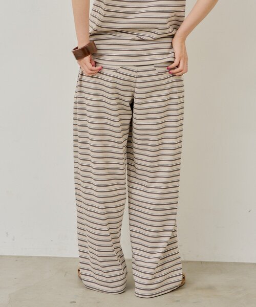 WHIMSIC(ウィムジック)の「【UNISEX】マルチボーダーカットソーパンツ(その他パンツ・メンズ・ベージュ/ブルー/ブラック・FREE)」の4枚目の写真