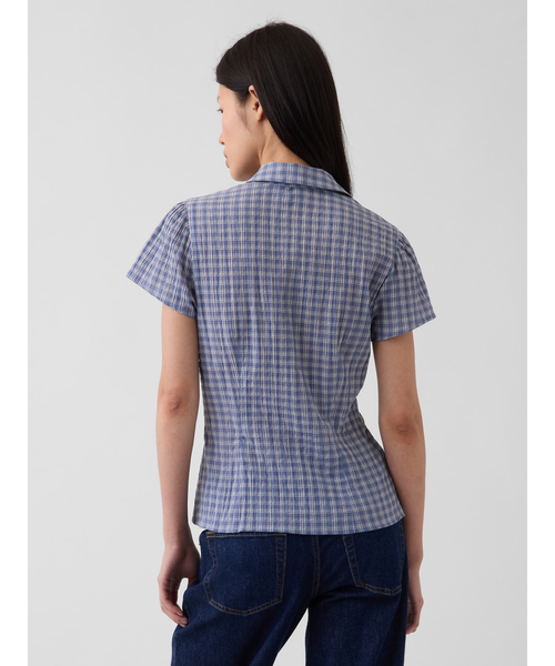 GAP（ギャップ）の「フィット キャップスリーブシャツ（シャツ/ブラウス・レディース・ホワイト/ブルー・S/XS/M/L/XXS）」の5枚目の写真