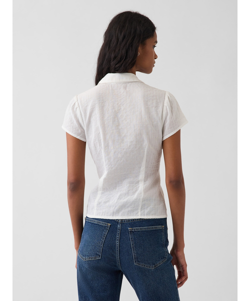 GAP（ギャップ）の「フィット キャップスリーブシャツ（シャツ/ブラウス・レディース・ホワイト/ブルー・S/XS/M/L/XXS）」の6枚目の写真