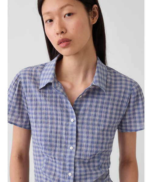 GAP（ギャップ）の「フィット キャップスリーブシャツ（シャツ/ブラウス・レディース・ホワイト/ブルー・S/XS/M/L/XXS）」の7枚目の写真