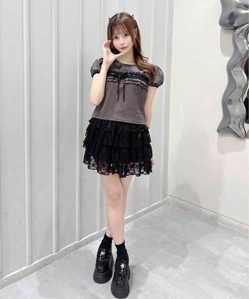 one way(ワンウェイ)の「レースフリルTシャツ(Tシャツ/カットソー・レディース・ホワイト/チャコールグレー・FREE)」の14枚目の写真
