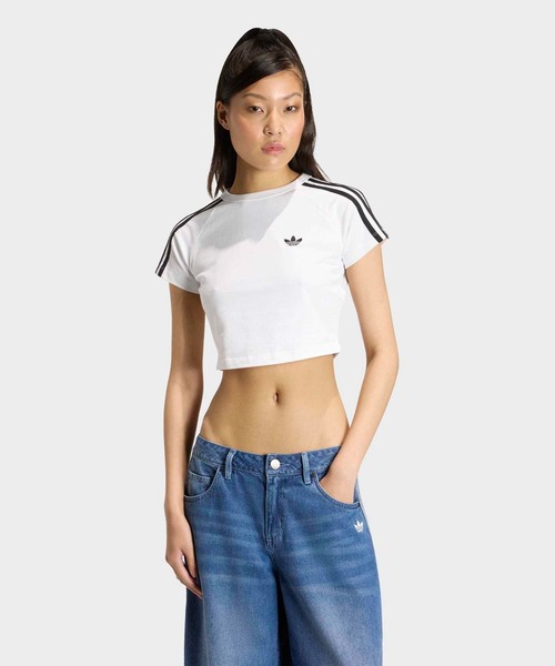 adidas(アディダス)の「SSTベビーティー / クロップド丈 / アディダスオリジナルス adidas Originals(Tシャツ/カットソー・レディース・ホワイト・SMALL/X-LARGE/XX-LARGE/LARGE/MEDIUM/X-SMALL)」の3枚目の写真