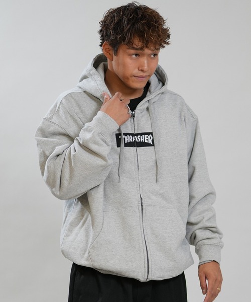 THRASHER(スラッシャー)の「【ムラサキスポーツ限定】THRASHER/スラッシャー ジップアップ パーカー 264TH1PK101(パーカー・メンズ・ヘザーグレー/ブラック/ブルー・M/L/XL)」の1枚目の写真