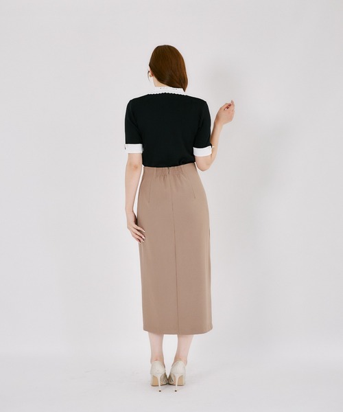 tocco closet(トッコ クローゼット)の「ビジュー付きドレープタックタイトスカート(スカート・レディース・モカ/ブラック・M)」の16枚目の写真