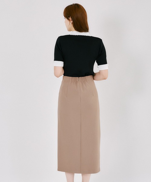 tocco closet(トッコ クローゼット)の「ビジュー付きドレープタックタイトスカート(スカート・レディース・モカ/ブラック・M)」の19枚目の写真