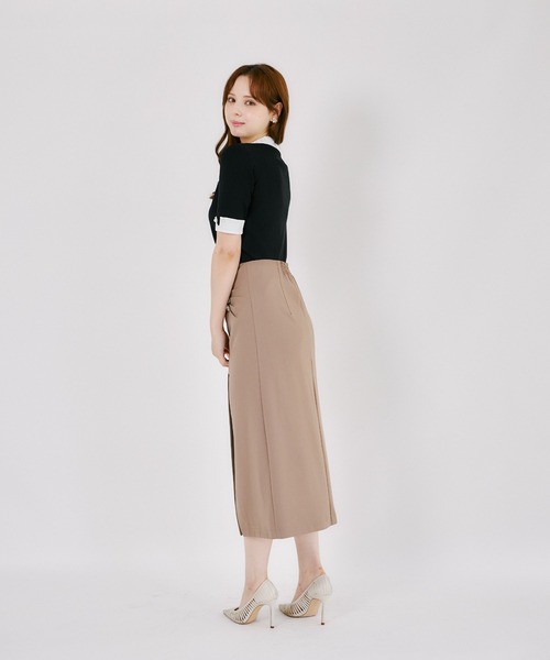 tocco closet(トッコ クローゼット)の「ビジュー付きドレープタックタイトスカート(スカート・レディース・モカ/ブラック・M)」の15枚目の写真