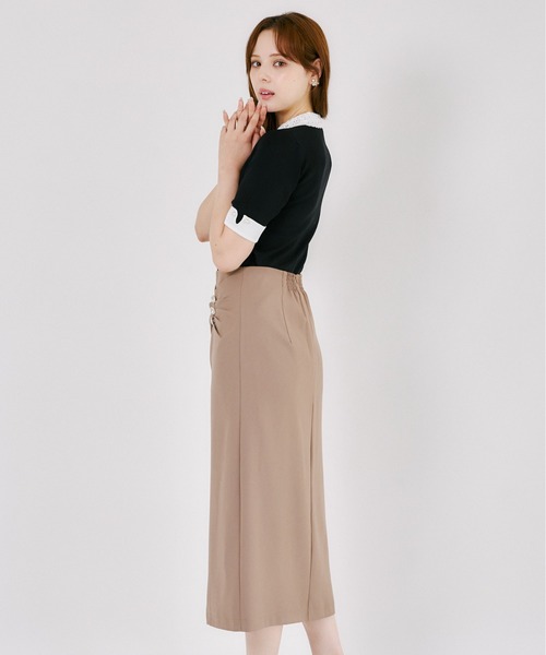 tocco closet(トッコ クローゼット)の「ビジュー付きドレープタックタイトスカート(スカート・レディース・モカ/ブラック・M)」の18枚目の写真