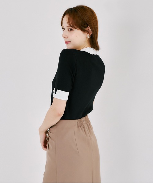 tocco closet(トッコ クローゼット)の「ビジュー付きドレープタックタイトスカート(スカート・レディース・モカ/ブラック・M)」の21枚目の写真