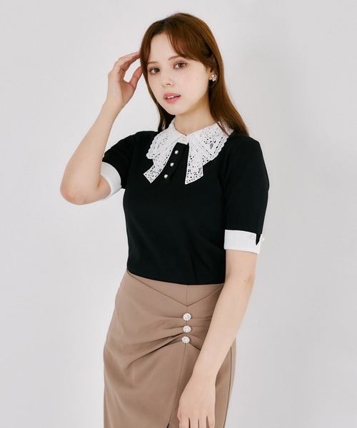 tocco closet(トッコ クローゼット)の「ビジュー付きドレープタックタイトスカート(スカート・レディース・モカ/ブラック・M)」の20枚目の写真