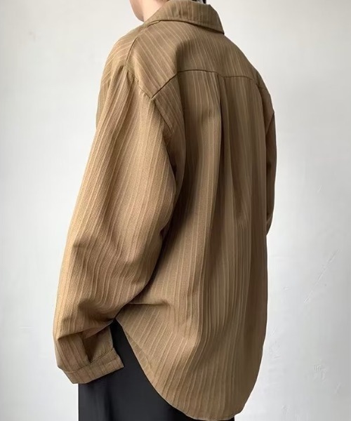 link lot(リンクロット)の「【26年秋冬新作アイテム】エンボス加工ストライプオープンカラー長袖シャツ(シャツ/ブラウス・メンズ・ベージュ/ブラック/ホワイト・M/L)」の10枚目の写真