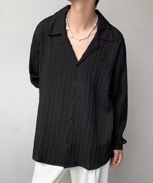 link lot(リンクロット)の「【26年秋冬新作アイテム】エンボス加工ストライプオープンカラー長袖シャツ(シャツ/ブラウス・メンズ・ベージュ/ブラック/ホワイト・M/L)」の22枚目の写真